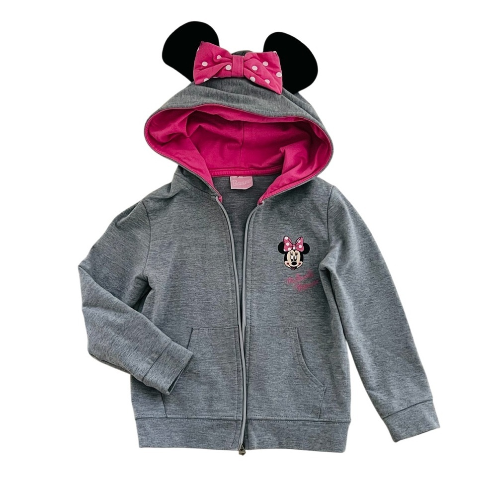 Minnie Mouse Gray and Pink Fleece Hoodie with Zipper